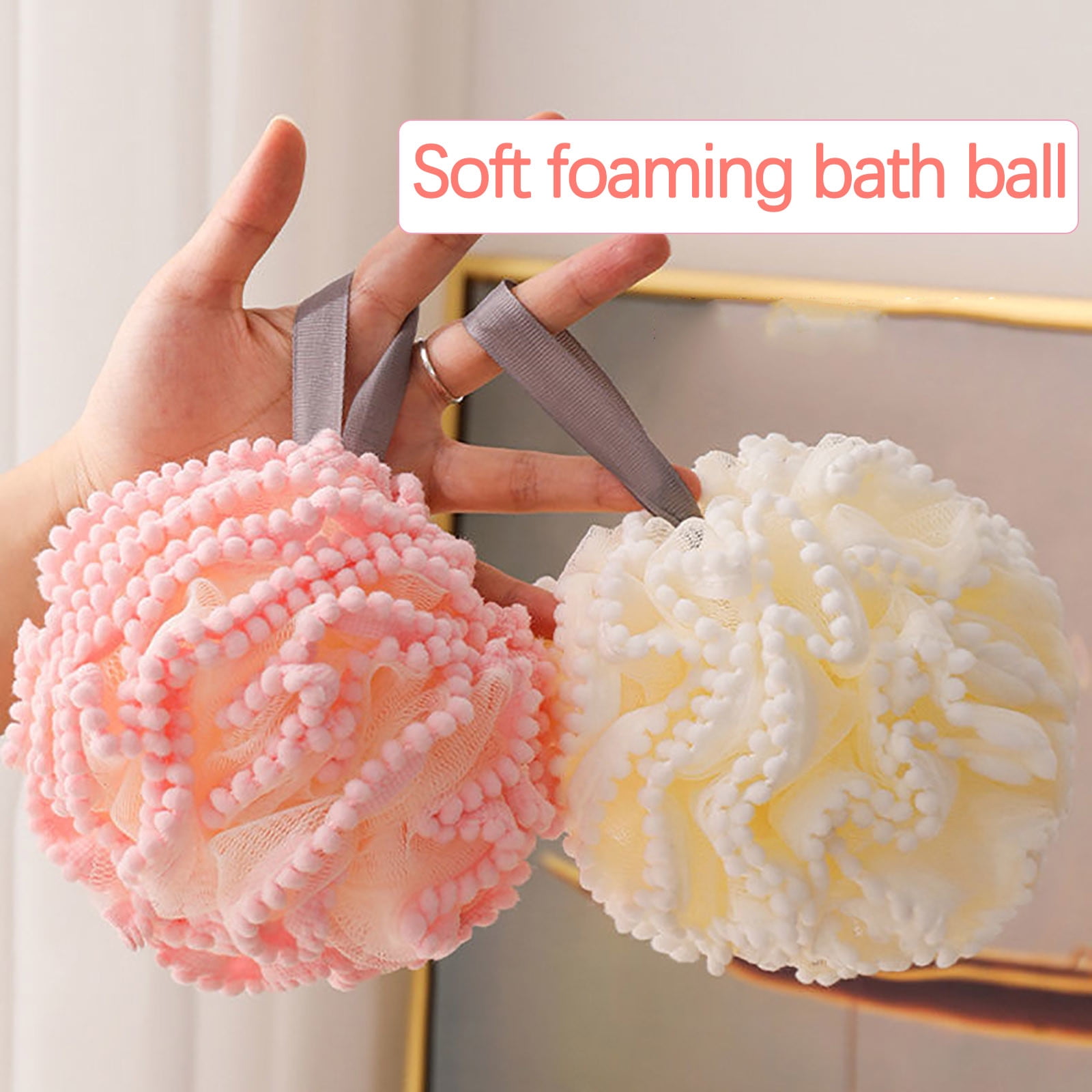 vankin Bath Shower Loofah Sponge Pouf for Gentle Exfoliation and Soft Skin, Premium PE Material ...