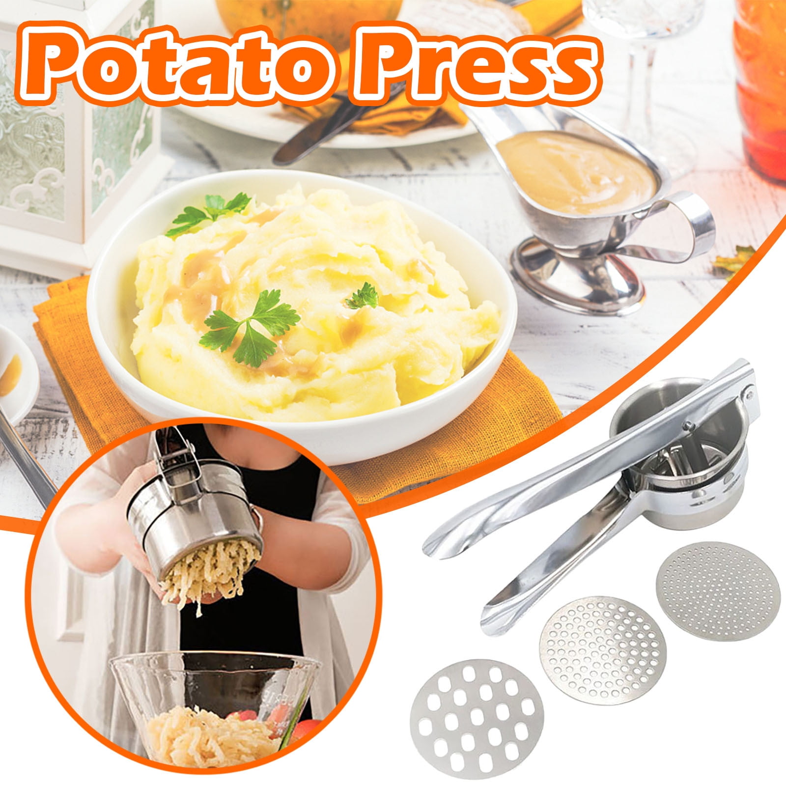 vankin Stainless Steel Potato Masher and Multipurpose Fruit and