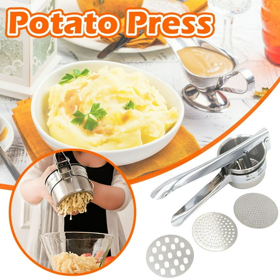 vankin Stainless Steel Potato Masher and Multipurpose Fruit and Vegetable Press Maker, Easy to Use with Comfortable Handle, Effortless Mashing and Sieving Clearance