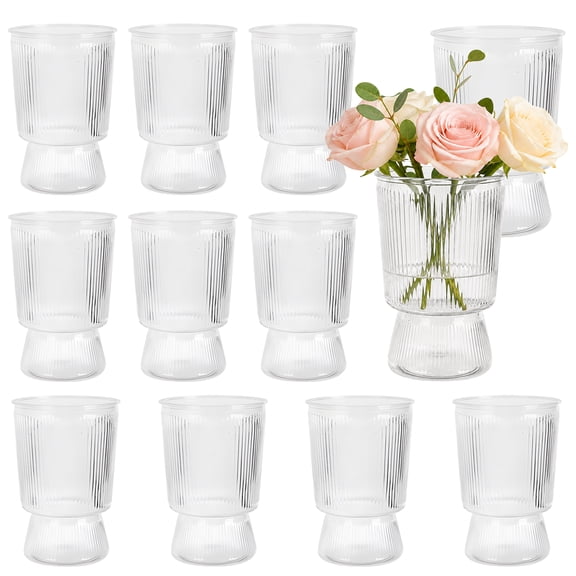 Mini Plastic Rib Small Plastic Vases for Home Decor