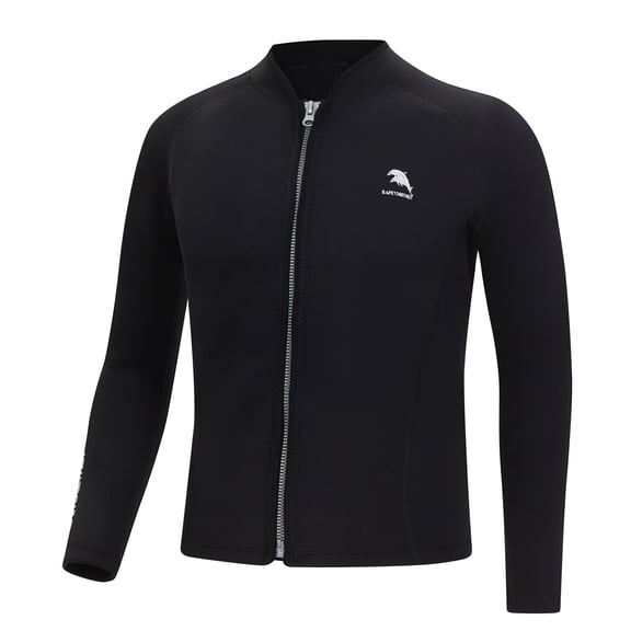 vastwit 2mm Neoprene Wetsuit Tops Men Long Sleeve Zip Jacket for Swimming Snorkeling Scuba Diving Surfing Black 4XL