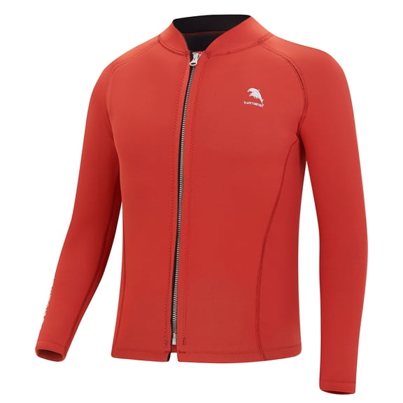 vastwit 2mm Neoprene Wetsuit Tops Men Long Sleeve Zip Jacket for Swimming Snorkeling Scuba Diving Surfing Red M