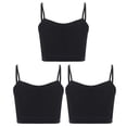 thumbnail image 1 of vastwit 3Pcs Cropped Tank Tops for Girls Spaghetti Strap Crop Top Basic Sports Cami Solid Color Black M, 1 of 5