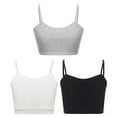 thumbnail image 1 of vastwit 3Pcs Cropped Tank Tops for Girls Spaghetti Strap Crop Top Basic Sports Cami Solid Color Black&White&Grey L, 1 of 5