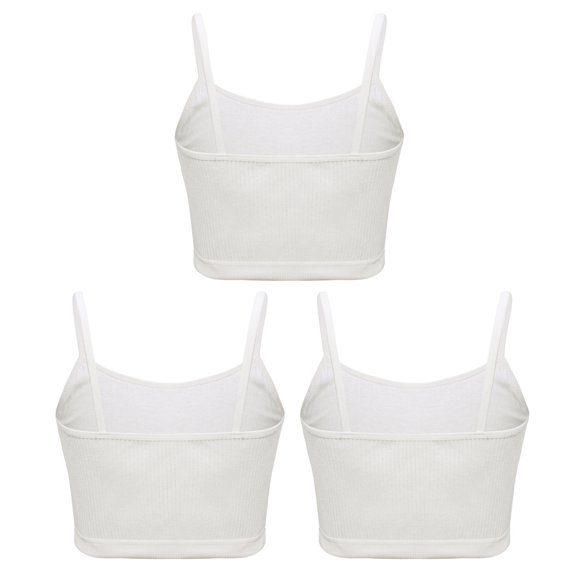 vastwit 3Pcs Cropped Tank Tops for Girls Spaghetti Strap Crop Top Basic Sports Cami Solid Color White M