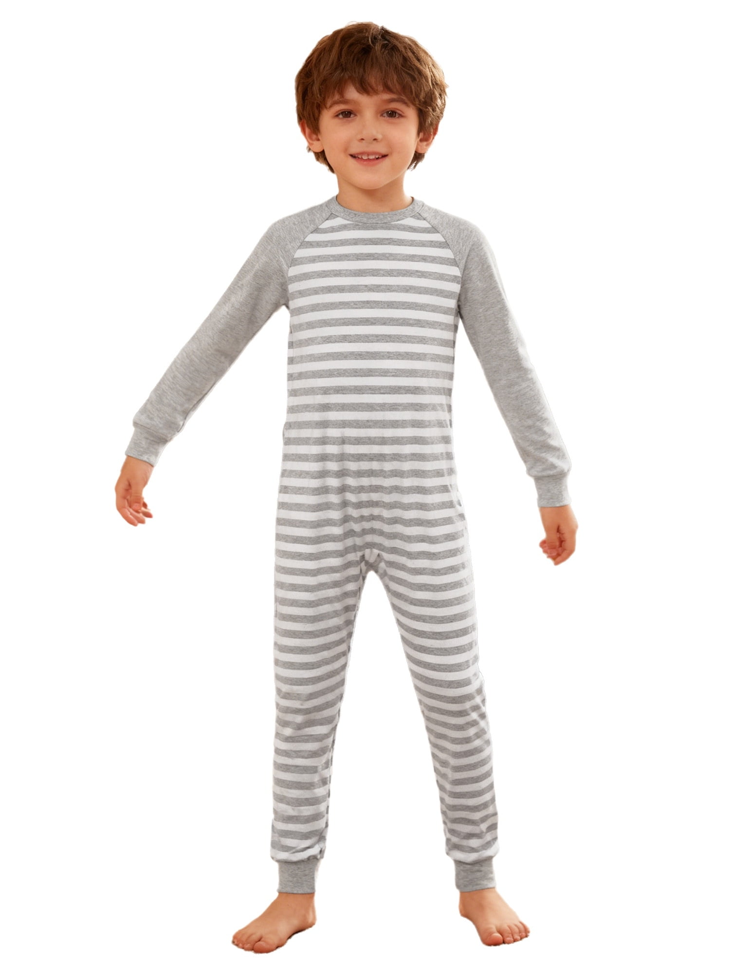 vastwit Adaptive Jumpsuit for Kids Autism Sensory Special Needs Anti-Strip Romper Striped One Piece Pajamas Grey 16