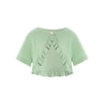 thumbnail image 1 of vastwit Baby Girls Knit Cardigan Short Sleeve Single Button Ruffle Dress Cover Up Green 2-3, 1 of 7