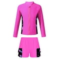 thumbnail image 1 of vastwit Big Girls Two Piece Swimsuit Zipper Front Long Sleeve Swimshirts with Boyleg Shorts Set Hot Pink 12, 1 of 5