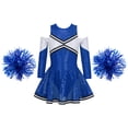 thumbnail image 1 of vastwit Cheerleading Outfit for Girls Cheer Leader Sequins Dance Dress with Pom Poms Royal Blue 14, 1 of 6