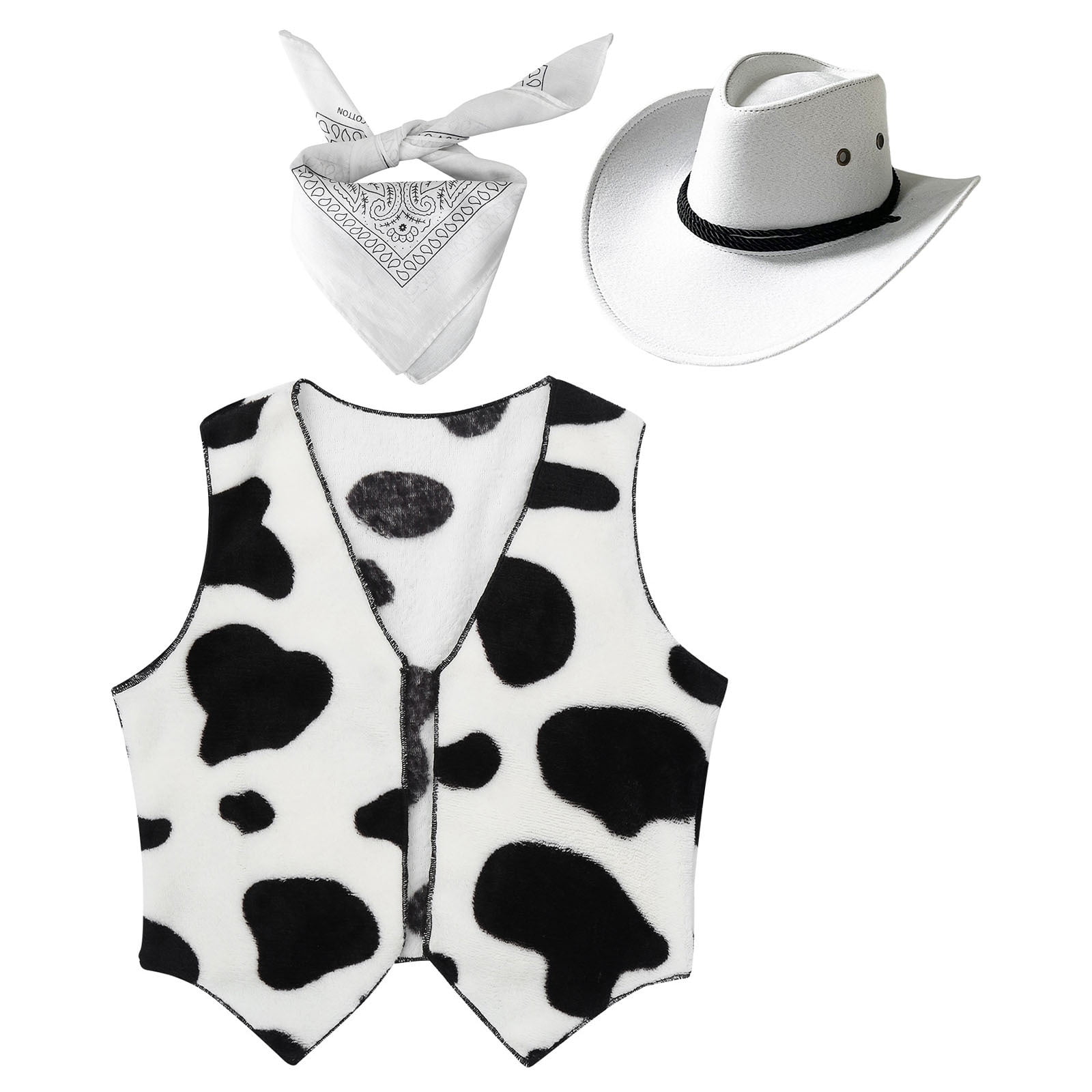 8363 Cow Print Cowboy Hat Cowgirl Costume Accessoriess Set vastwit Cowboy Costume Kids Cowgirl Cosplay Outfits Cow  main image 4