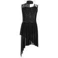thumbnail image 1 of vastwit Figure Skating Dress for Girls Sleeveless Floral Lace Asymmetrical Skirt Leotards Ballet Lyrical Dance Dress Black 10, 1 of 5