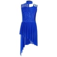 thumbnail image 1 of vastwit Figure Skating Dress for Girls Sleeveless Floral Lace Asymmetrical Skirt Leotards Ballet Lyrical Dance Dress Royal Blue 16, 1 of 5