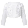 thumbnail image 1 of vastwit Flower Girl Bolero Shrug Open Front Long Sleeve Cardigan Wedding Princess Dress Cover Up Top White-C 7, 1 of 7
