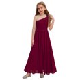 thumbnail image 1 of vastwit Flower Girls Ruched Chiffon Formal Dress One Shoulder Guipure Lace Wedding Pageant Dance Wear Burgundy 16, 1 of 7
