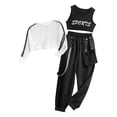 thumbnail image 1 of vastwit Girls 3 Piece Hip Hop Dance Sports Outfits Crop Tops Vest Jogger Pants Active Clothes Set Ivory&Black 10, 1 of 7