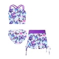 thumbnail image 1 of vastwit Girls 3 Piece Swimsuit Bikini Set Criss Cross Tankini Crop Top with Shorts Rash Guard Set Purple 14, 1 of 5