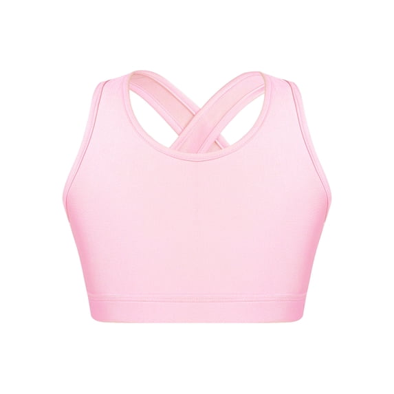 vastwit Girls Cirss Cross Back Sports Bra Dance Yoga Tank Tops Workout Exercise Crop Vest Pink 10