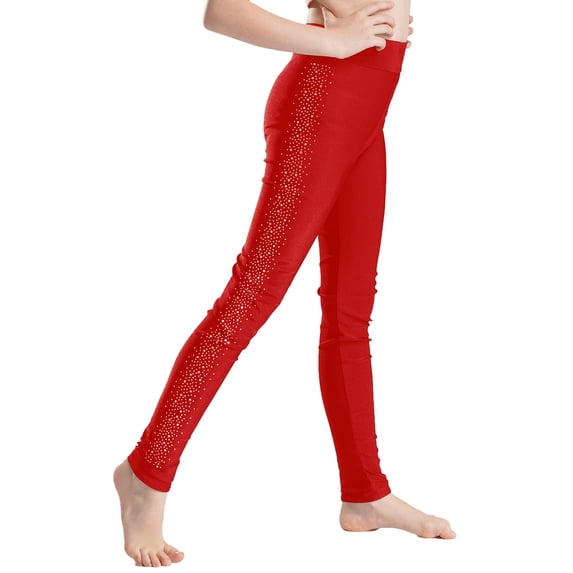 vastwit Girls Figure Skating Pants Sparkly Rhinestones Ice Skating Leggings Practice Workout Training Costume Burgundy 10