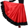 thumbnail image 1 of vastwit Girls Full Circle Belly Spanish Bull Dance Skirt Mexican Flamenco Ballroom Dancewear Crimson 3-4, 1 of 6