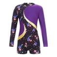 thumbnail image 1 of vastwit Girls Gymnastics Leotards Long Sleeve Ballet Dance Unitard Stretchy Shorty Bodysuit Dancewear Purple&Black 12, 1 of 7