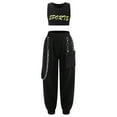 thumbnail image 1 of vastwit Girls Hip Hop Clothes 2 Piece Outfits Crop Tops Chain Pocket Jogger Pants Set Jazz Street Fluorescent Green 8, 1 of 7