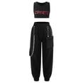 thumbnail image 1 of vastwit Girls Hip Hop Clothes 2 Piece Outfits Crop Tops Chain Pocket Jogger Pants Set Jazz Street Red 6, 1 of 7