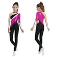 thumbnail image 1 of vastwit Girls Kids Metallic Bodysuit Color Block Gymnastics Leotard Figure Skating Jumpsuit Full Body Dance Unitard Hot Pink 8, 1 of 6