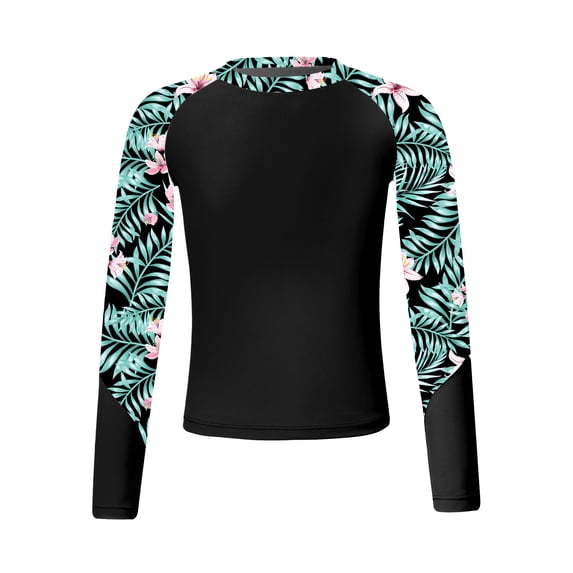 vastwit Girls Long Sleeve Rash Guard Swim Shirt UPF 50+ UV Protection Rash Vest Beachwear Swimshirts Black 16