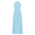 thumbnail image 1 of vastwit Girls One Piece Jumpsuit Solid Color High Waist Wide Leg Pants Wedding Party Prom Romper Sky Blue 12, 1 of 5
