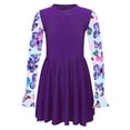 thumbnail image 1 of vastwit Girls One Piece Swimsuit Long Sleeve Floral Ruffles Swim Dress Rash Guard Swimwear Dark Purple 8, 1 of 5