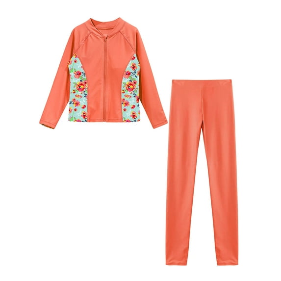 vastwit Girls Rash Guard Set Kids Two Piece Swimsuit UPF 50+ Beach Sports Swimwear Bathing Suit Orange 10