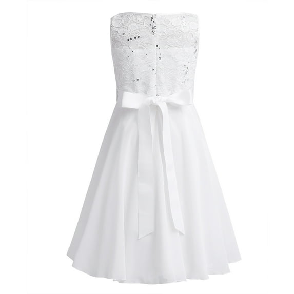 vastwit Girls Sequin Bodice Sleeveless Lace Chiffon Princess Wedding Pageant Party Dress Bridesmaid Formal Gown Ivory 16