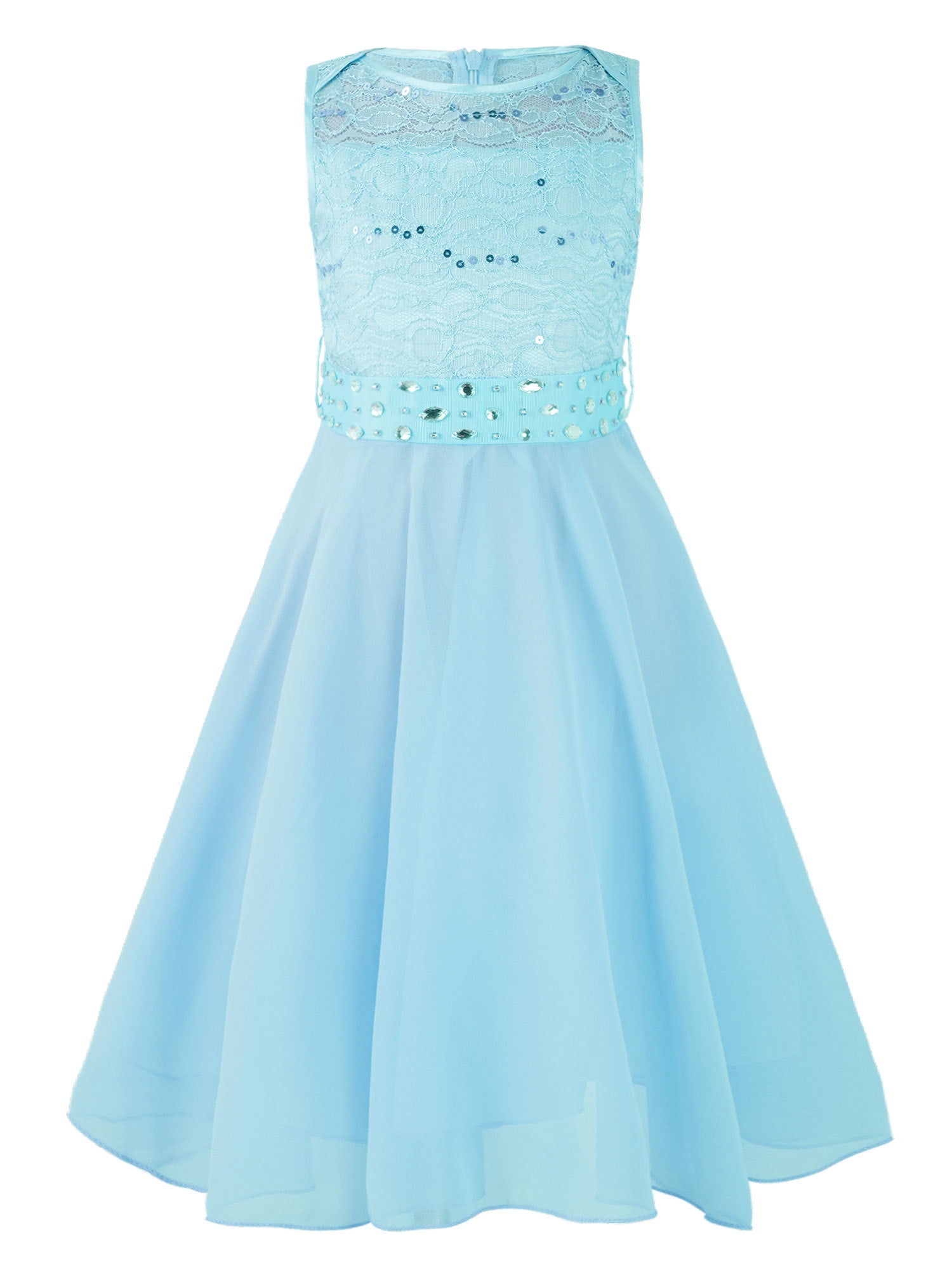 vastwit Girls Sequin Bodice Sleeveless Lace Chiffon Princess Wedding  Pageant Party Dress Bridesmaid Formal Gown Light Blue 6