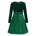 thumbnail image 1 of vastwit Girls Sequin Dress Princess Long Sleeve Bowknot Holiday Pageant Wedding Party Dresses Green 6, 1 of 5