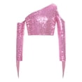 thumbnail image 1 of vastwit Girls Sequin Irregular Crop Top Tassels Off Shoulder Long Sleeve Dance Shirts for Performance Pink 16, 1 of 6