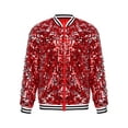 thumbnail image 1 of vastwit Girls Shiny Sequin Varsity Jacket Kids Long Sleeve Front Zipper Baseball Bomber Jacket Coat Red 14, 1 of 7