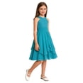 thumbnail image 1 of vastwit Girls Sparkly Rhinestone V-Neck Sleeveless Chiffon Pleated Dress for Wedding Banquet Prom Party Turquoise 6, 1 of 6