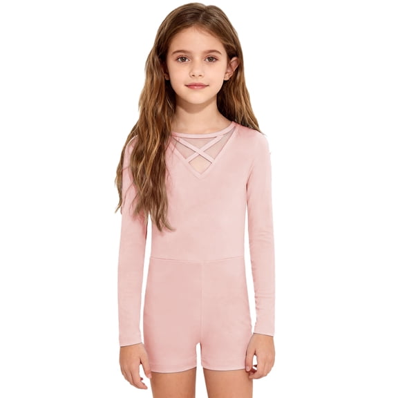 vastwit Girls Team Basics Long Sleeve Leotards for Ballet Dance Class Gymnastics Tumbling Athletic Biketard Pink 6