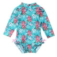 thumbnail image 1 of vastwit Infant Baby Girls One-Piece Swimsuit Ruffle Floral Rash Guard Long Sleeve Swimwear Bathing Suit Blue 12-18 Months, 1 of 7