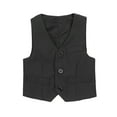 thumbnail image 1 of vastwit Kids Baby Boys Button Front Tuxedo Blazer Waistcoat Gentleman Wedding Formal Suit Black 120, 1 of 7