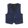 thumbnail image 1 of vastwit Kids Baby Boys Button Front Tuxedo Blazer Waistcoat Gentleman Wedding Formal Suit Navy Blue 140, 1 of 6
