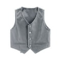 thumbnail image 1 of vastwit Kids Boys Formal Suit Vest Classic Fit V-Neck Single Breasted Dress Waistcoat Gray-A 4, 1 of 7