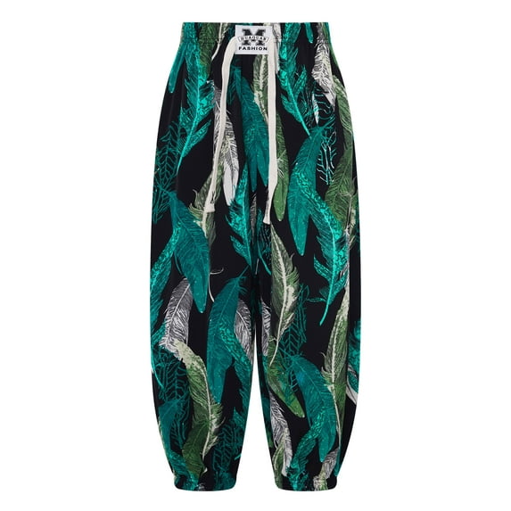 vastwit Kids Boys Girls Bohemian Beach Trousers Casual Printed Harem Bloomer Cotton Linen Pants Type H 120