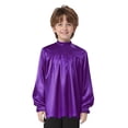 thumbnail image 1 of vastwit Kids Boys Praise Dance Shirt Satin Pullover Top Long Sleeve Church Liturgical Worship Dancewear Purple 16, 1 of 7