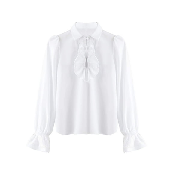 vastwit Kids Boys Renaissance Shirt Long Sleeve Ruffle Lace Cuffs Gothic Victorian Pirate Shirts White 16