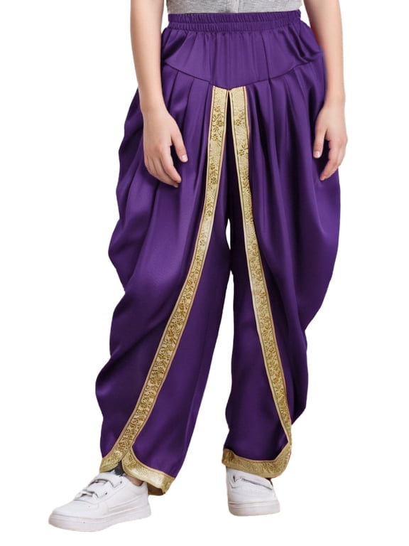 Kids Boys Satin Dhoti Harem Pants Belly Indian Festival Baggy Trousers Hippie Festival Party Wear Purple 10