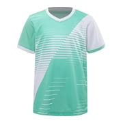 vastwit Kids Boys Soccer Jerseys Shirts Team Uniform Short Sleeve Sport T Shirt Stripes Football Tops A Light Green 3XS