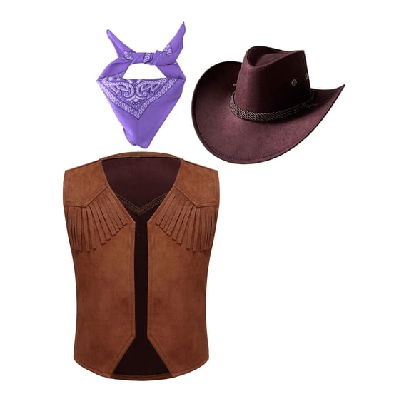 vastwit Kids Cowboy Costume for Boys Kids Cowgirl Halloween Cosplay Dress Up Western Rodeo Outfit Purple 4