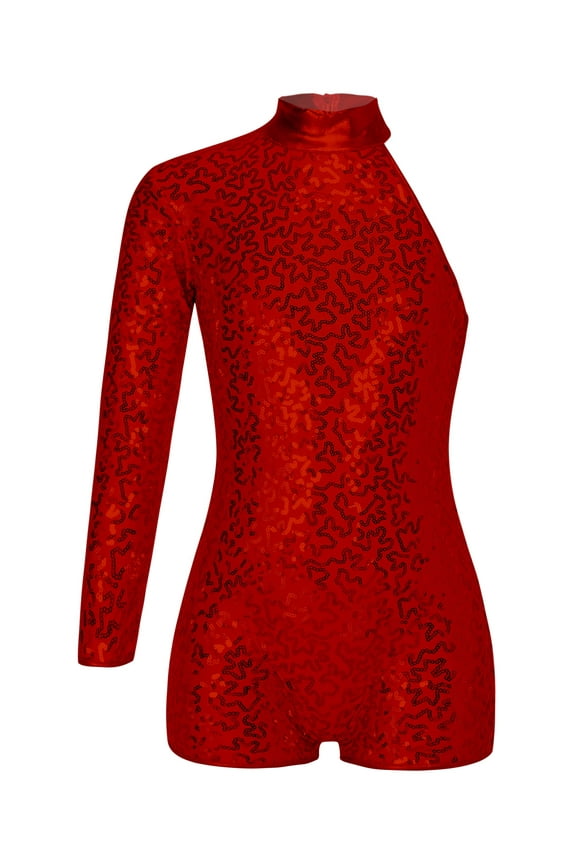 Kids Girls Ballet Dance Gymnastics Leotard Long Sleeve Shorty Unitard Bodysuit Jazz Costumes Red 16