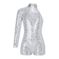 thumbnail image 1 of vastwit Kids Girls Ballet Dance Gymnastics Leotard Long Sleeve Shorty Unitard Bodysuit Jazz Costumes Silver 12, 1 of 7